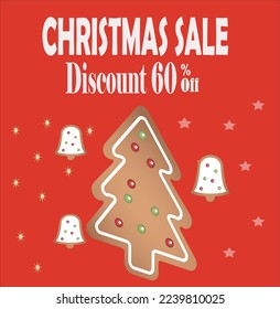 Sale promotion poster banner with christmas tree paper cut style.