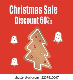 Sale promotion poster banner with christmas tree paper cut style.
