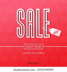 sale promotion in red theme, vector illustration