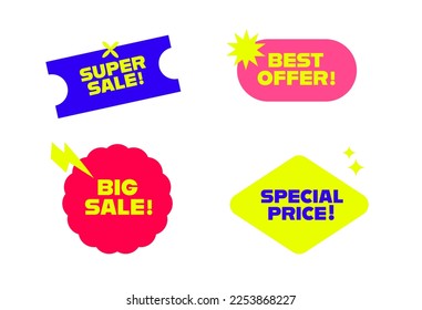 Sale promotion sticker set. Advertisement signs vector illustration.