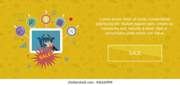 Sale and promotion. Web banner, slider or vector flat background.