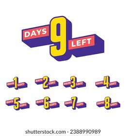 Sale promotional banner with number of days left sign