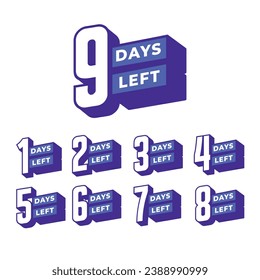 Sale promotional banner with number of days left sign