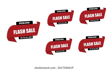 Sale promotional sticker template. Flash Sales banner template design for social media and website flash sale badge 20% off 30%off 40%off 30%off 75%off isolated on white background 