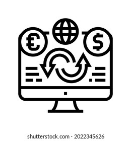 sale or purchase of foreign currency line icon vector. sale or purchase of foreign currency sign. isolated contour symbol black illustration