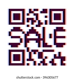 sale qr code anaglyphic. vector illustration