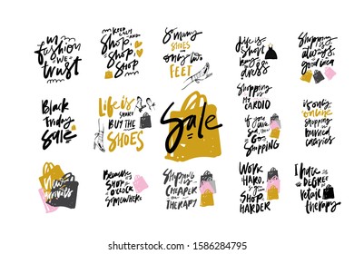 Sale quotes set. Hand lettering illustration for your design