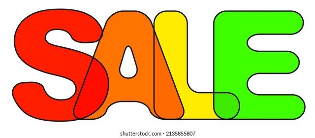 SALE rainbow text. Sales spectrum word, special offer lettering, promotion message, selling concept, print, typography, sale colorful quote, font, vector illustration