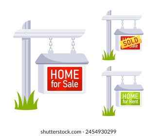 For Sale real estate sign. Real Estate Signs. Set sale boards