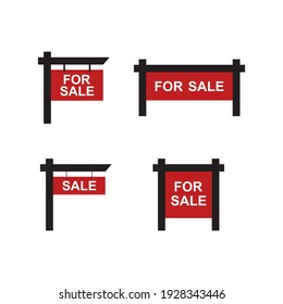 Sale Real Estate Signs Icon, Color, Line, Outline Vector Sign, Linear Style Pictogram Isolated On White. Symbol, Logo Illustration