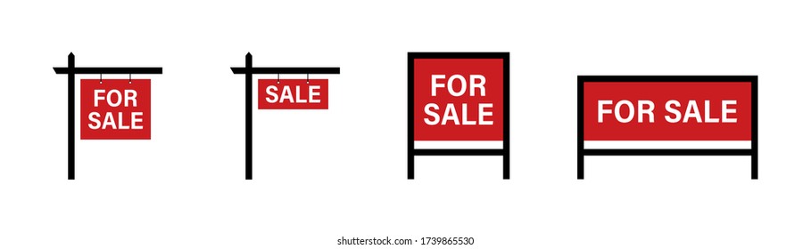 Sale real estate signs. For sale vector red sign. Vector isolated collection signs. EPS 10