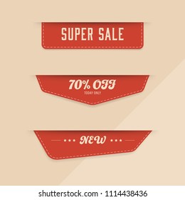 Sale red banner and new tag label and badges vintage design.