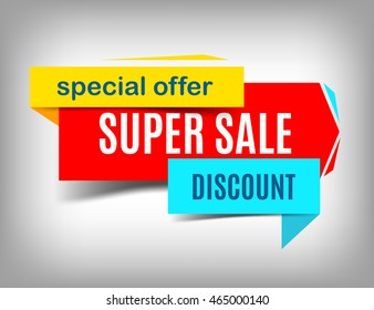 Sale red banner. Super sale poster design. Discount poster, special offer. Sale tag. Sale image. Sale art. Sale sicker. Sale poster. Sale design. Vector illustration, eps 10