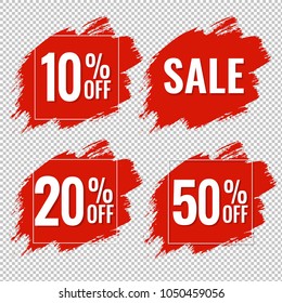 Sale Red Blobs Banner Transparent Background, Vector Illustration