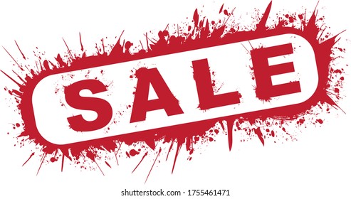 SALE - red brush painted ink stamp banner on white background