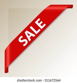 Sale - Red Corner Ribbon - Vector Design Element