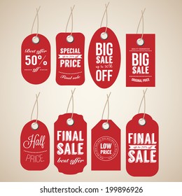 Sale Red labels set. 