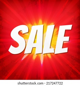 Sale Red Poster With Gradient Mesh, Isolated On White Background, Vector Illustration