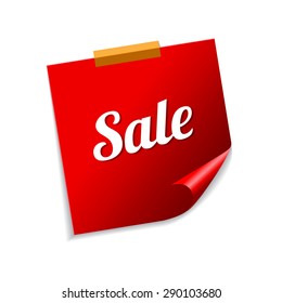 Sale Red Sticky Notes Vector Icon Design