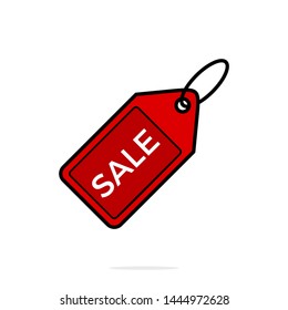 Sale red tag icon. Price tag vector illustration. Sale tag vector isolated on white background.