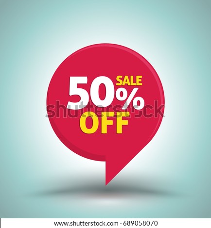 Sale red tag isolated vector illustration. Discount offer price label, symbol for advertising campaign in retail, sale promo marketing, 50% off discount sticker, ad offer on shopping day