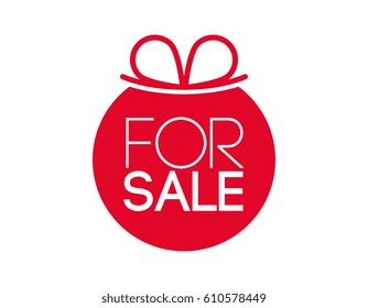 for sale. red vector label