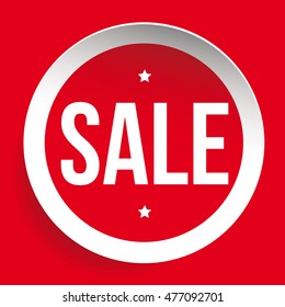 Sale red vector label or tag