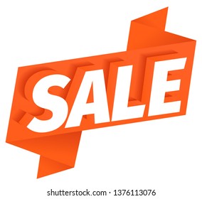Sale red word on tape. Advertising promotion special offer. Call for purchases. Vector color Illustration clipart.