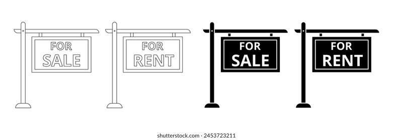 for sale and for rent sign icon set