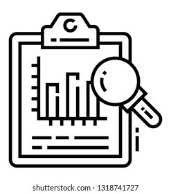 Sale report analysing line icon design 