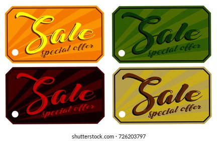 Sale. Retro hand-drawn design elements for sale theme, shop, market. Poster in pop art 