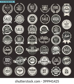 Sale retro vintage badges and labels collection