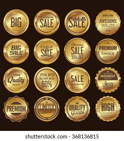 Sale retro vintage golden badges and labels