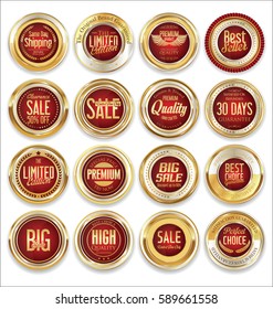 Sale retro vintage golden badges and labels 