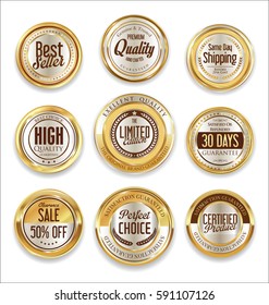 Sale retro vintage golden badges and labels 
