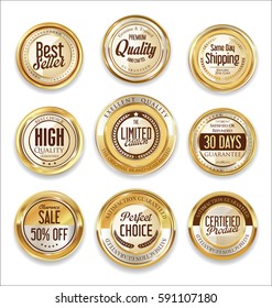 Sale retro vintage golden badges and labels 