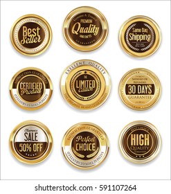 Sale retro vintage golden badges and labels 