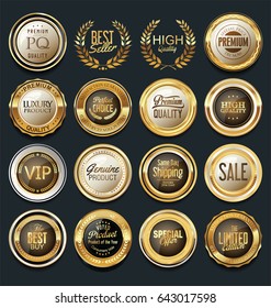 Sale retro vintage golden badges and labels