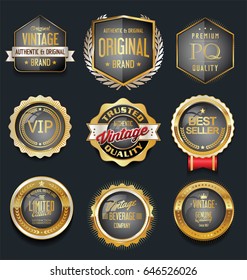 Sale retro vintage golden badges and labels