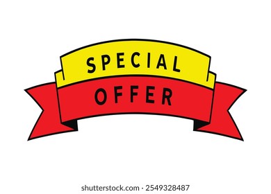 The sale ribbon banner vector illustration includes the text special offer