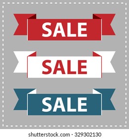 Sale ribbon banners. Vector design elements set.