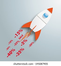 Sale rocket on the silver background. Eps 10 vector file.