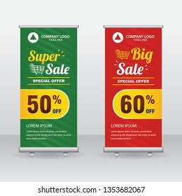 Sale Roll Up Banner Background Vector Template Design