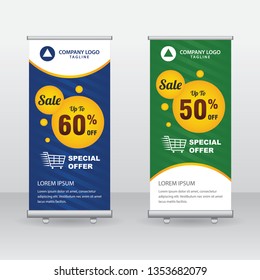 Sale Roll Up Banner Background Vector Template Design