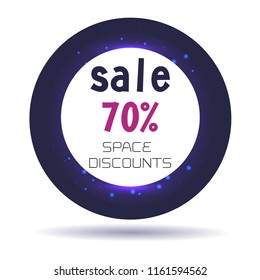 Sale round banner with backlight, vector