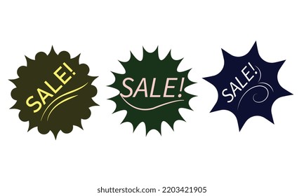 Sale round banner set, circle special offer tag collection. badge template, this weekend only sale icon.