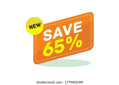 sale save discount sticker badge sign orange yellow color