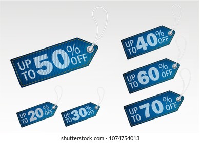 sale savings labels set. jeans. Vector illustraton eps 10