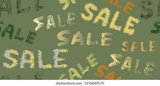 Sale. Seamless background. Set of hand drawn stylish words. Lettering and modern calligraphy. Can be used for print and for web. Vector graphics