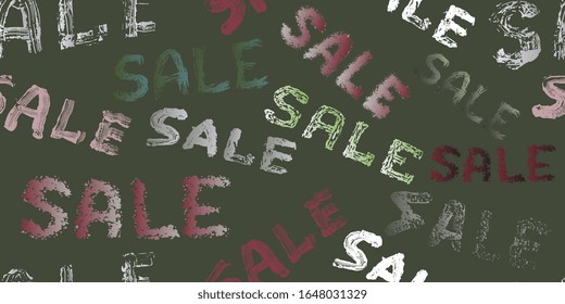 Sale. Seamless background. Set of hand drawn stylish words. Lettering and modern calligraphy. Can be used for print and for web. Vector graphics